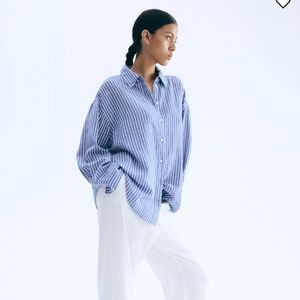 LIZETTE COLLECTION 100% COTTIN STRIPE BUTTON DOWN TOP SIZE LARGE